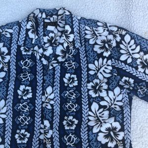 PALI Hawaiian shirt button down aloha tropical turtle floral print men’s unisex